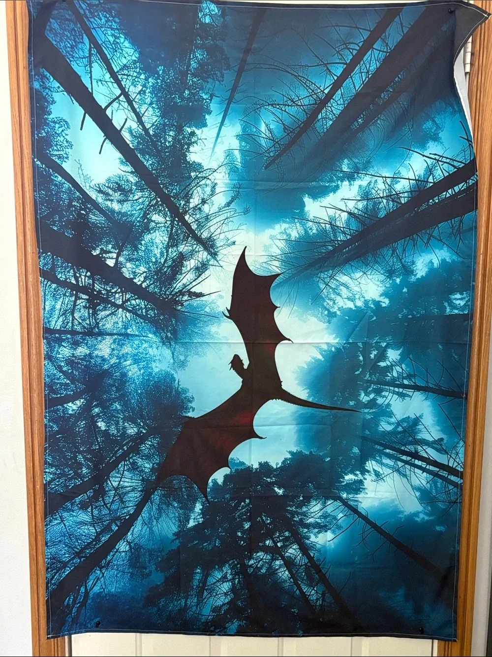 Forest Dragon Tapestry Wall Art - Teal Blue